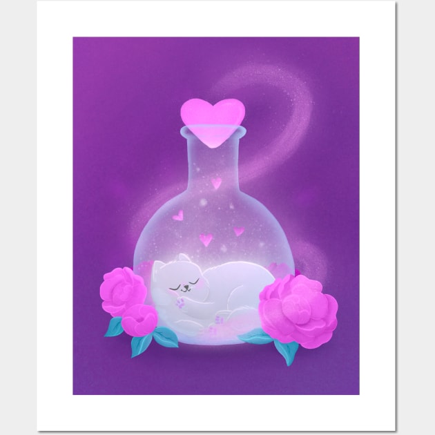 Love Potion Cat Wall Art by LenasScribbles